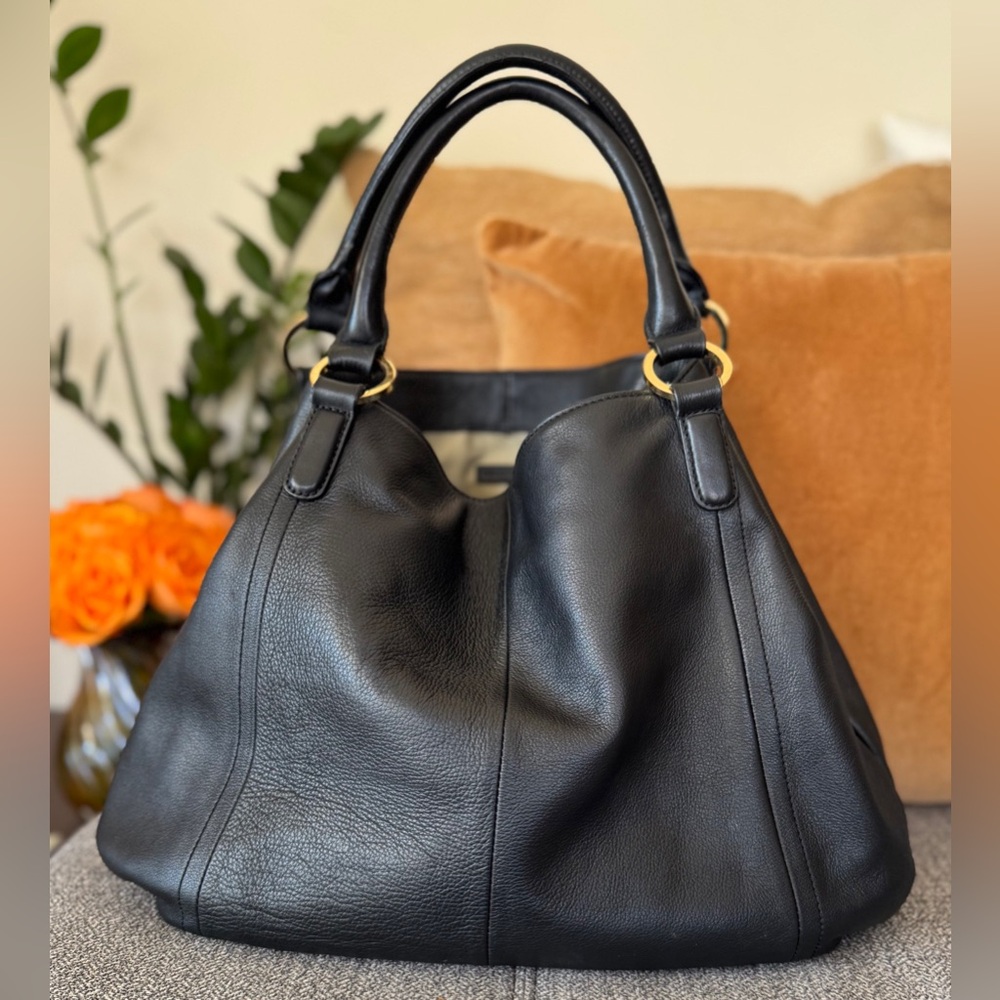 G.I.L.I. Large Black Leather Roma Hobo Shoulder Bag❤️ - Picture 9 of 13